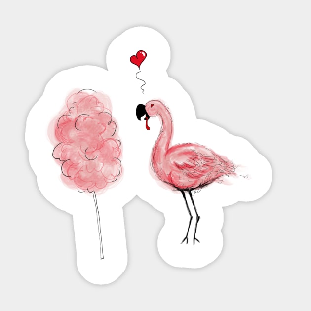 Flamingo Love Funny Candy Lover Tee Sticker by PolygoneMaste